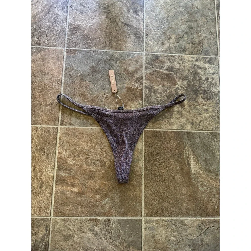New Skims Swim Glitter Thong Bikini Bottom Cocoa Size 3X